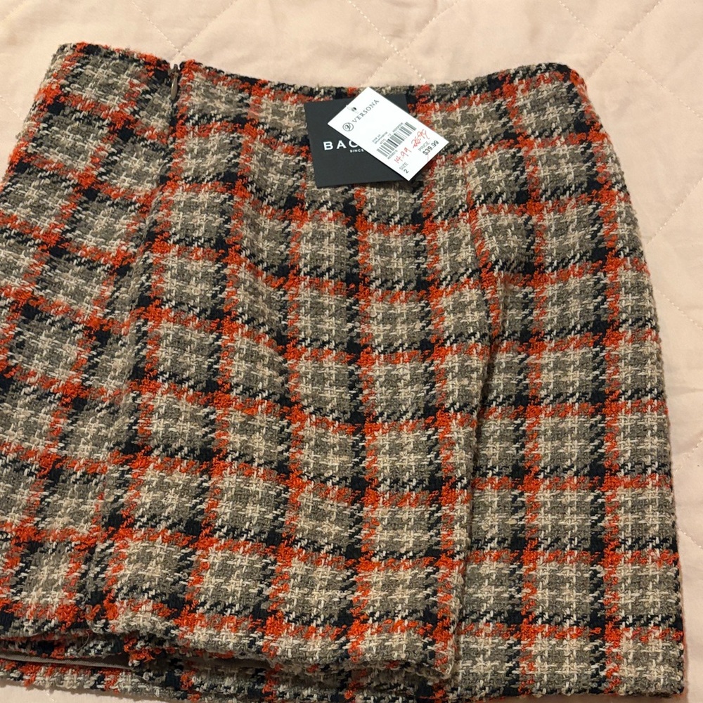 ba&sh Women's Tweed Mini Skirt - Orange and Black